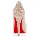 Christian Louboutin Very Riche Strass 120mm Peep Toe Pumps Nude