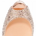 Christian Louboutin Very Riche Strass 120mm Peep Toe Pumps Nude