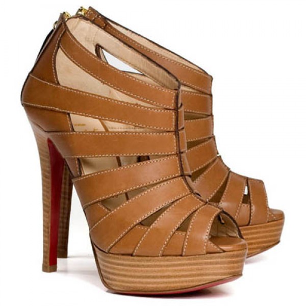 Christian Louboutin Pique Cire 140mm Ankle Boots Brown
