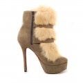 Christian Louboutin Toundra Fur 120mm Ankle Boots Beige