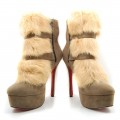 Christian Louboutin Toundra Fur 120mm Ankle Boots Beige