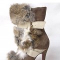 Christian Louboutin Toundra Fur 120mm Ankle Boots Brown