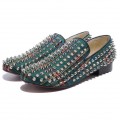 Christian Louboutin Rolling Spikes Loafers Green