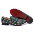 Christian Louboutin Rolling Spikes Loafers Green