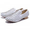 Christian Louboutin Rollerboy Silver Spikes Loafers White