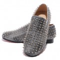 Christian Louboutin Rollerboy Silver Spikes Loafers Grey