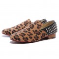 Christian Louboutin Rollerboy Silver Spikes Loafers Leopard
