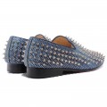Christian Louboutin Rollerboy Silver Spikes Loafers Blue