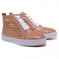 Christian Louboutin Louis Gold Spikes Sneakers Taupe