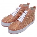 Christian Louboutin Louis Gold Spikes Sneakers Taupe
