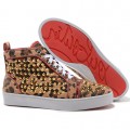 Christian Louboutin Louis Gold Spikes Sneakers Leopard