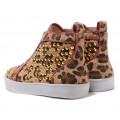 Christian Louboutin Louis Gold Spikes Sneakers Leopard